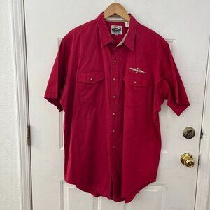 Vintage Cumberland Men's Red Pearl Snap Western Button-up Cotton Shirt Sz XXL